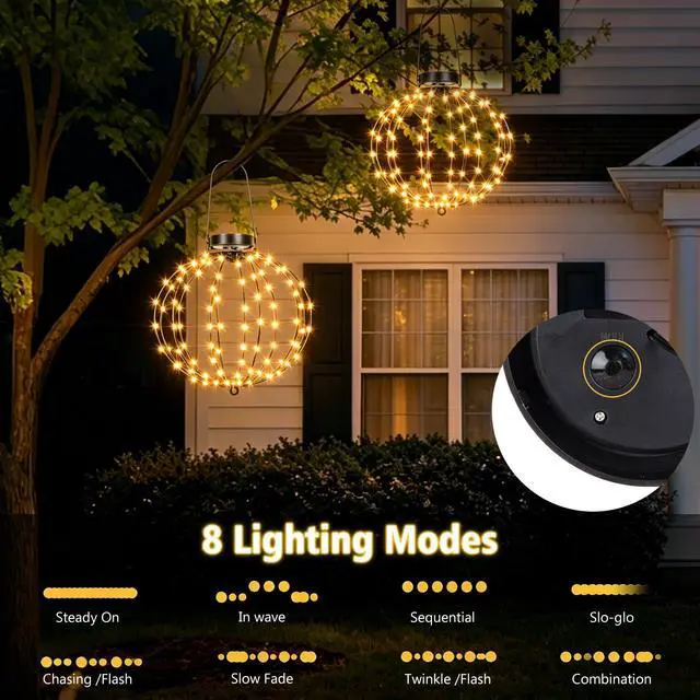 Alt view image 4 of 6 - 2 Pack Solar Hanging Ball Lights