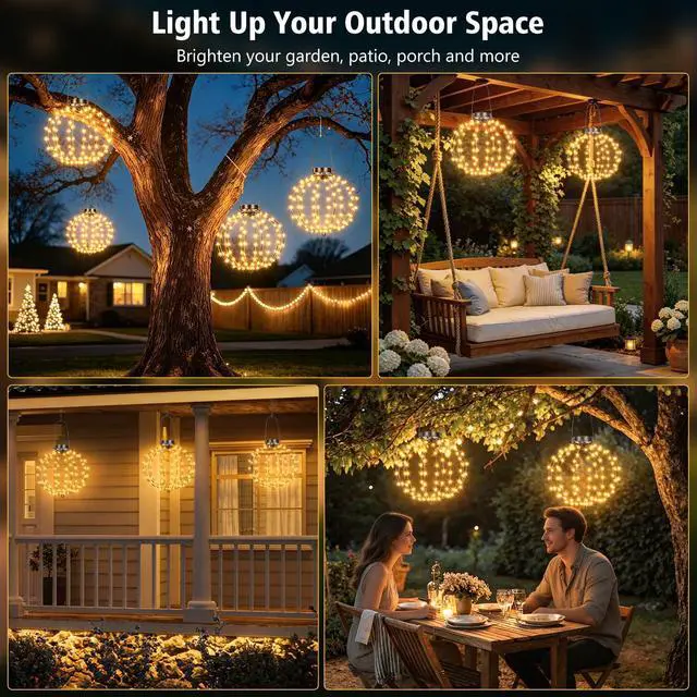 Alt view image 5 of 6 - 2 Pack Solar Hanging Ball Lights