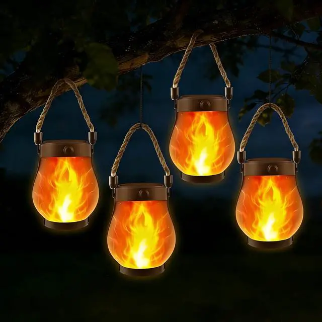 Main image of 4 Pack Solar Flame Lanterns Outdoor