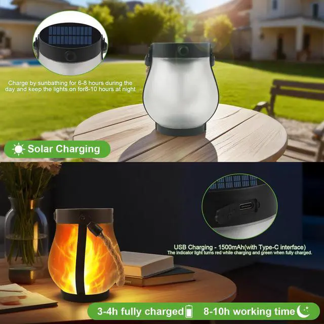 Alt view image 2 of 6 - 4 Pack Solar Flame Lanterns Outdoor