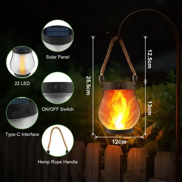 Alt view image 4 of 6 - 4 Pack Solar Flame Lanterns Outdoor