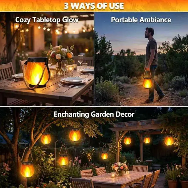 Alt view image 3 of 6 - 2 Pack Solar Lanterns Outdoor