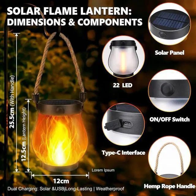 Alt view image 2 of 6 - 2 Pack Solar Lanterns Outdoor