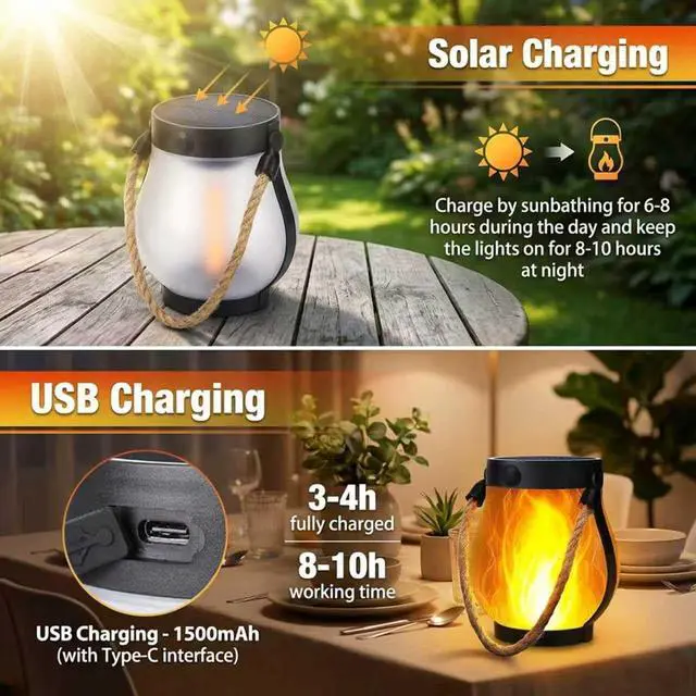 Alt view image 5 of 6 - 2 Pack Solar Lanterns Outdoor
