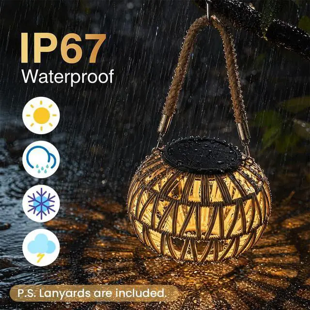 Alt view image 2 of 6 - 2 PCS Rattan Solar Lantern