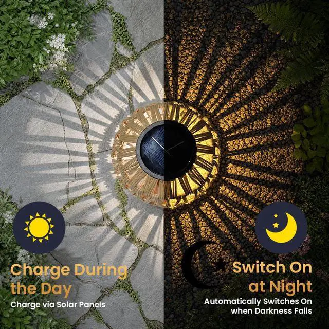 Alt view image 4 of 6 - 2 PCS Rattan Solar Lantern