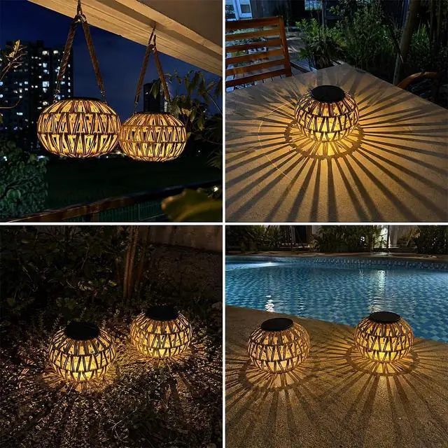 Alt view image 5 of 6 - 2 PCS Rattan Solar Lantern