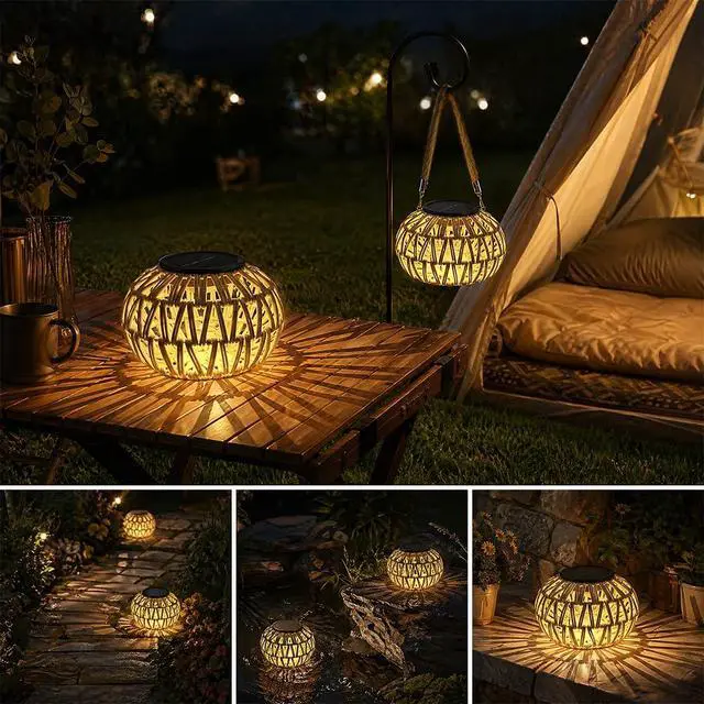 Alt view image 6 of 6 - 2 PCS Rattan Solar Lantern