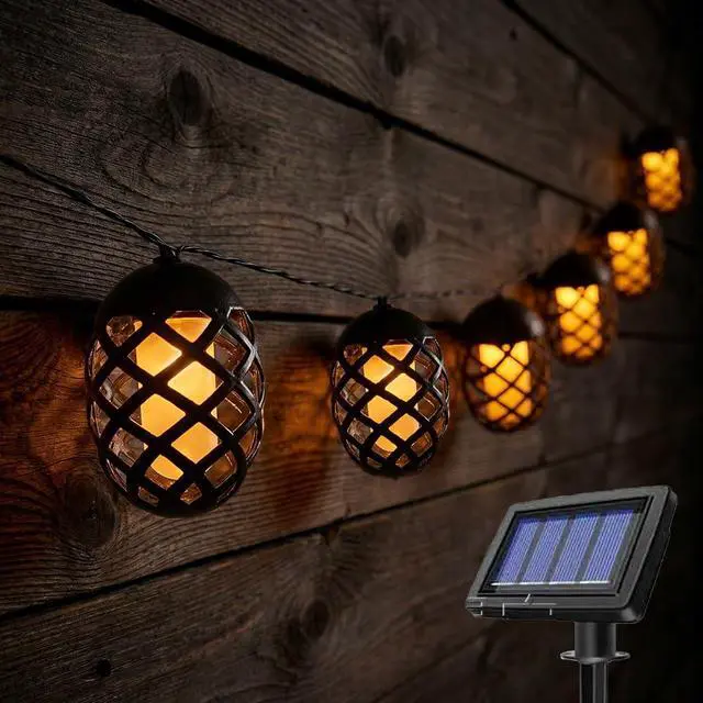 Main image of Solar Lantern String Lights with Flame Effect