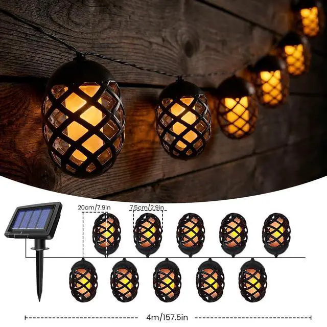 Alt view image 2 of 6 - Solar Lantern String Lights with Flame Effect