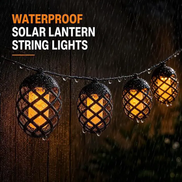 Alt view image 4 of 6 - Solar Lantern String Lights with Flame Effect