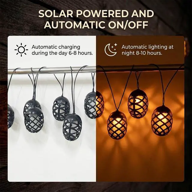 Alt view image 3 of 6 - Solar Lantern String Lights with Flame Effect