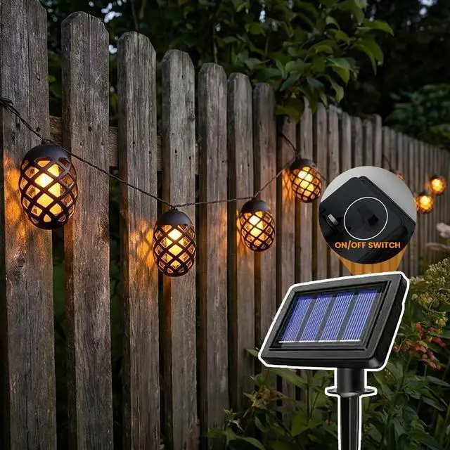 Alt view image 5 of 6 - Solar Lantern String Lights with Flame Effect