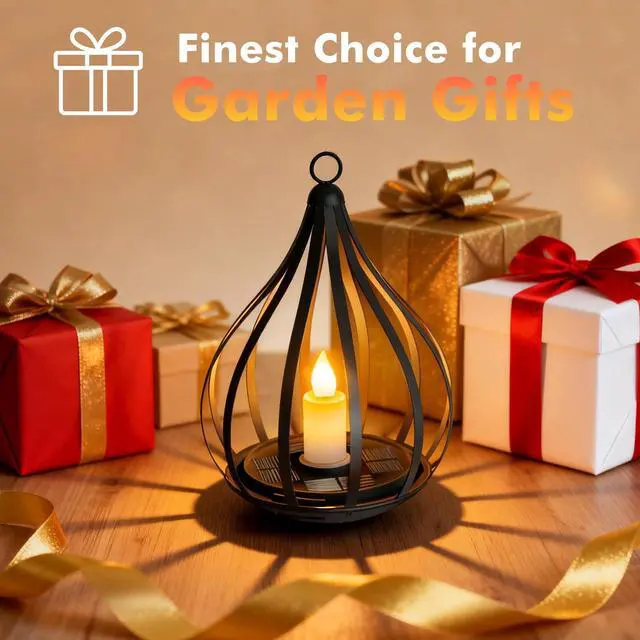 Alt view image 5 of 6 - 2 Pack Hanging Solar Lanterns with Realistic Flickering Flame