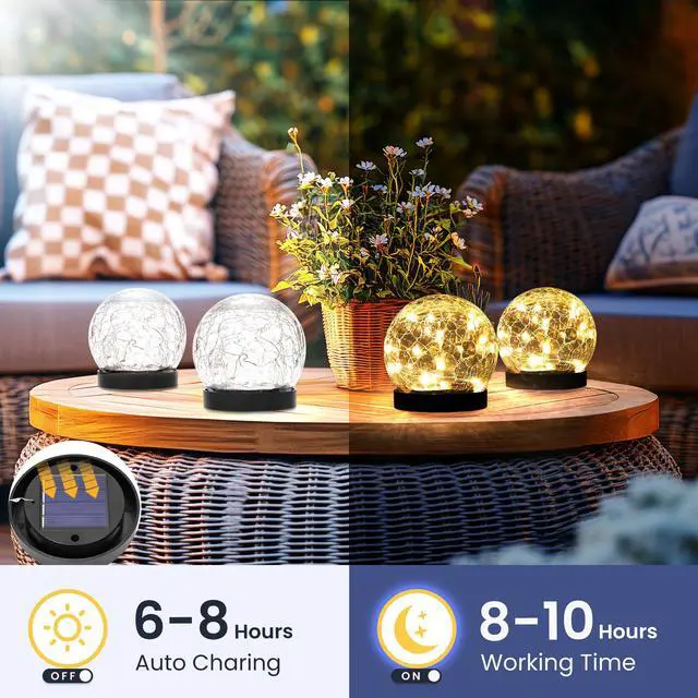 Alt view image 2 of 6 - Solar Lights Outdoor Garden Solar Globe Lights Waterproof
