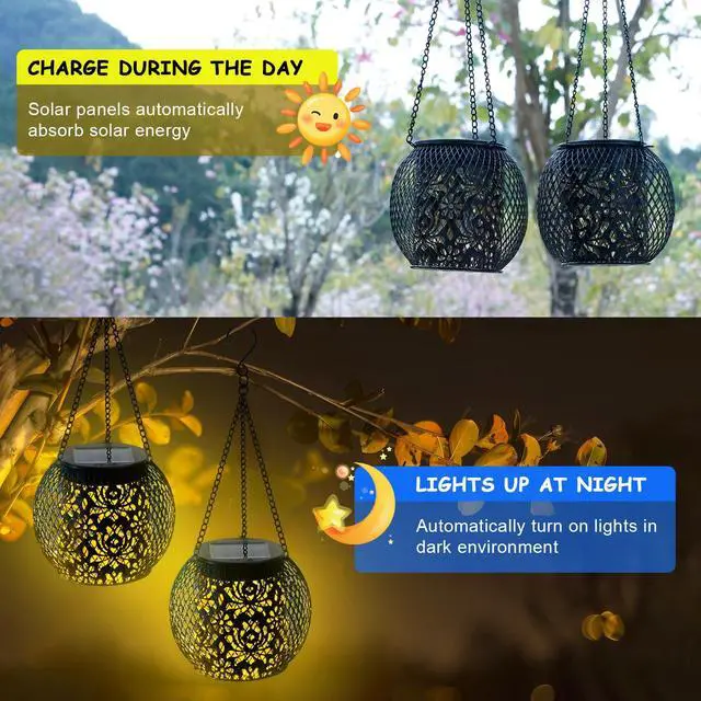 Alt view image 2 of 6 - 4 Pack Upgraded Hanging Outdoor Lantern Garden