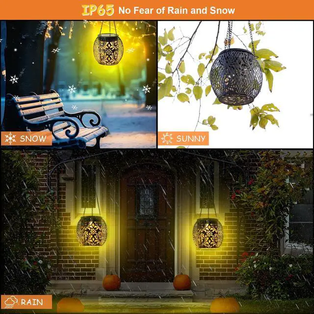 Alt view image 3 of 6 - 4 Pack Upgraded Hanging Outdoor Lantern Garden