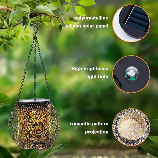 Alt view image 5 of 6 - 4 Pack Upgraded Hanging Outdoor Lantern Garden