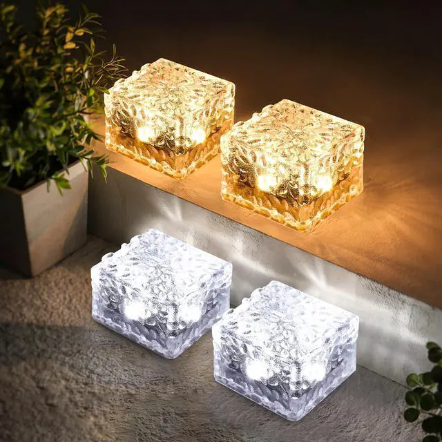 Main image of 4 Pack Solar Lights PVC Brick Outdoor Garden