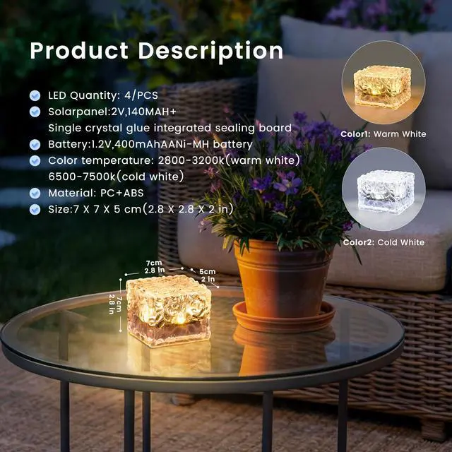 Alt view image 2 of 6 - 4 Pack Solar Lights PVC Brick Outdoor Garden