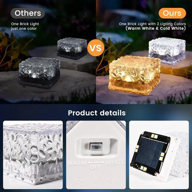 Alt view image 5 of 6 - 4 Pack Solar Lights PVC Brick Outdoor Garden