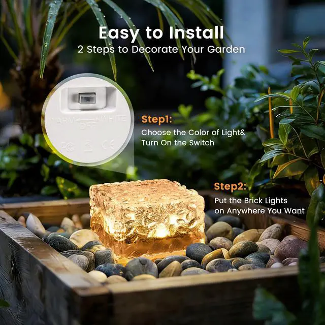 Alt view image 6 of 6 - 4 Pack Solar Lights PVC Brick Outdoor Garden