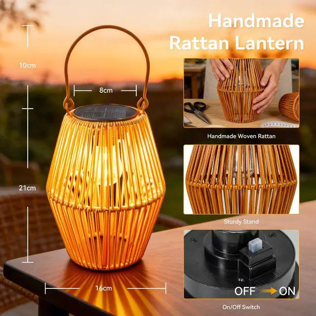 Alt view image 3 of 6 - 2 Pack Hanging Solar Lanterns with LED Bulds