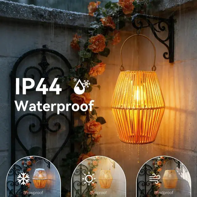 Alt view image 5 of 6 - 2 Pack Hanging Solar Lanterns with LED Bulds