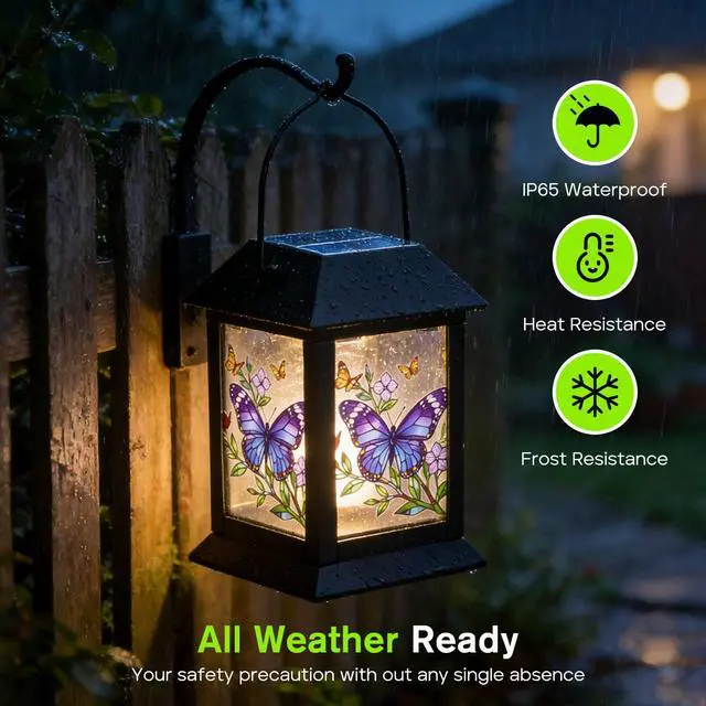 Alt view image 2 of 6 - Solar Lanterns 2 Pack Hanging Solar Lights