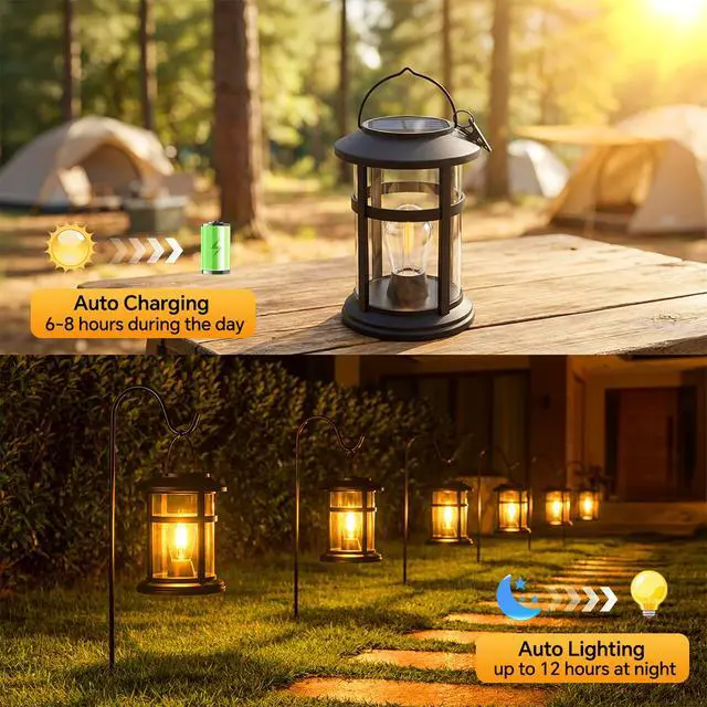 Alt view image 4 of 7 - Hanging Solar Lights Outdoor Garden Lantern Warm White