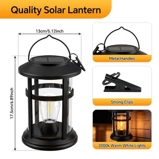 Alt view image 7 of 7 - Hanging Solar Lights Outdoor Garden Lantern Warm White