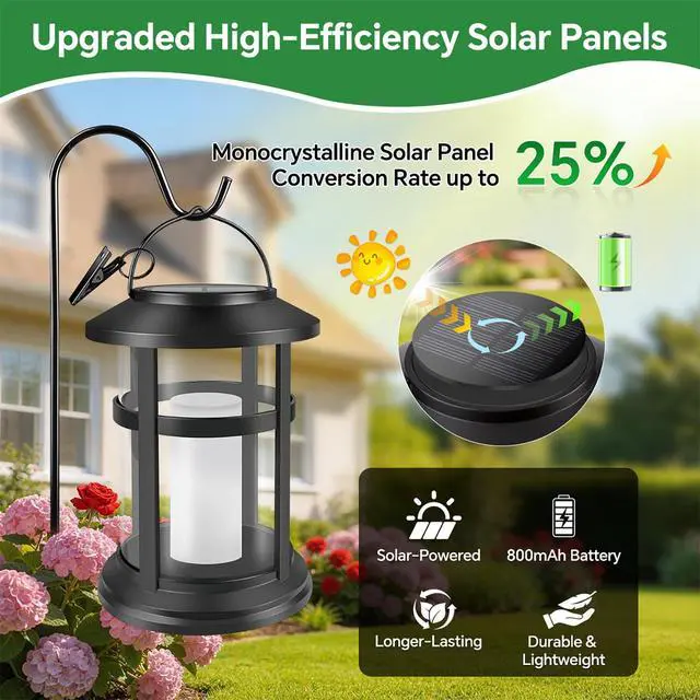 Alt view image 6 of 7 - Flickering Flame Solar Lantern Outdoor Garden Hanging Waterproof