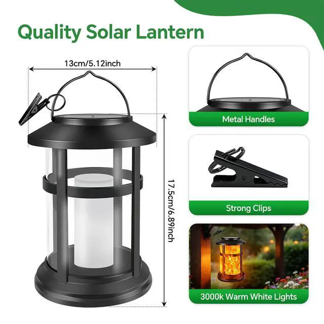 Alt view image 7 of 7 - Flickering Flame Solar Lantern Outdoor Garden Hanging Waterproof