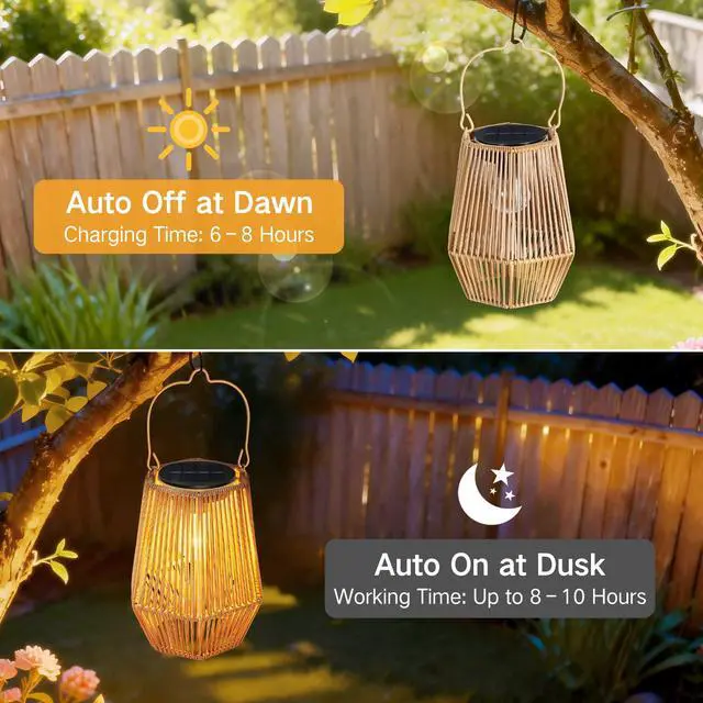 Alt view image 3 of 6 - 4 Pack Solar Lanterns Outdoor Waterproof