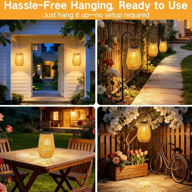 Alt view image 5 of 6 - 4 Pack Solar Lanterns Outdoor Waterproof