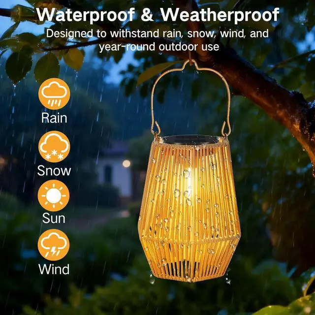 Alt view image 4 of 6 - 4 Pack Solar Lanterns Outdoor Waterproof