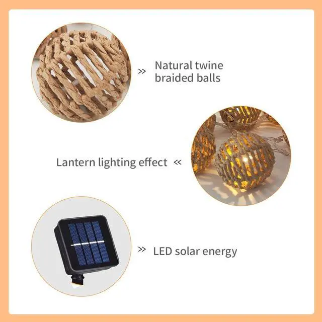 Alt view image 3 of 6 - Rattan Ball String Lights