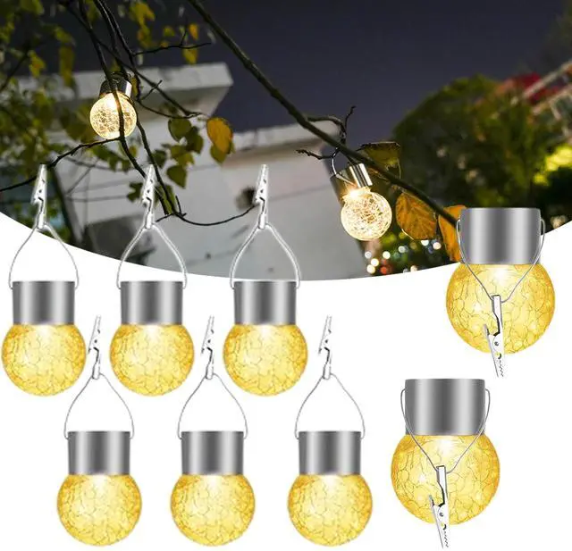 Main image of 8 Pack Cracked Glass Hanging Ball Lights with Handle