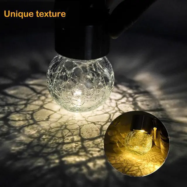 Alt view image 4 of 6 - 8 Pack Cracked Glass Hanging Ball Lights with Handle
