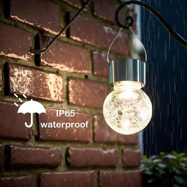 Alt view image 3 of 6 - 8 Pack Cracked Glass Hanging Ball Lights with Handle