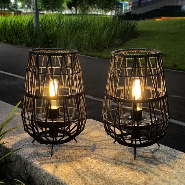 Main image of 2 Pack 30cm High Solar Lanterns with Olefin Rope