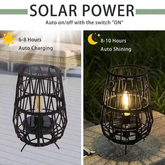 Alt view image 2 of 6 - 2 Pack 30cm High Solar Lanterns with Olefin Rope