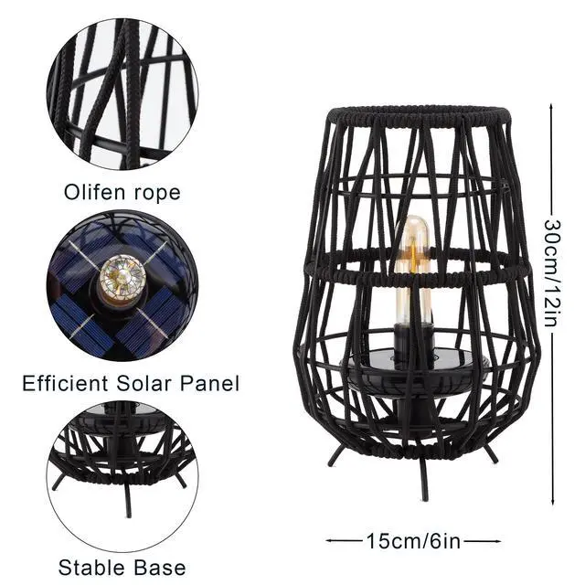 Alt view image 4 of 6 - 2 Pack 30cm High Solar Lanterns with Olefin Rope