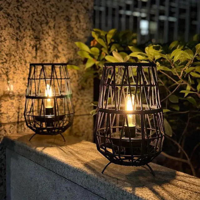 Alt view image 6 of 6 - 2 Pack 30cm High Solar Lanterns with Olefin Rope