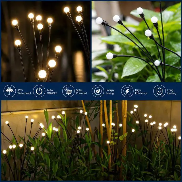 Alt view image 6 of 6 - Solar Swaying Garden Lights 4 Pack Firefly Lights for Yard