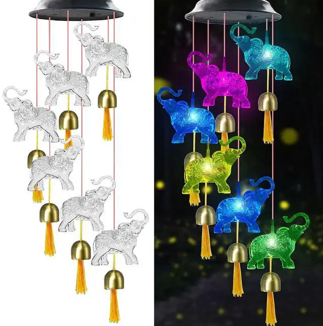 Main image of Elephant Gifts for Mom Woman Solar Wind Chimes for Garden