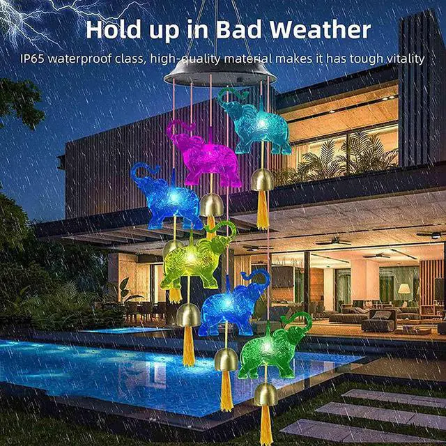 Alt view image 3 of 6 - Elephant Gifts for Mom Woman Solar Wind Chimes for Garden