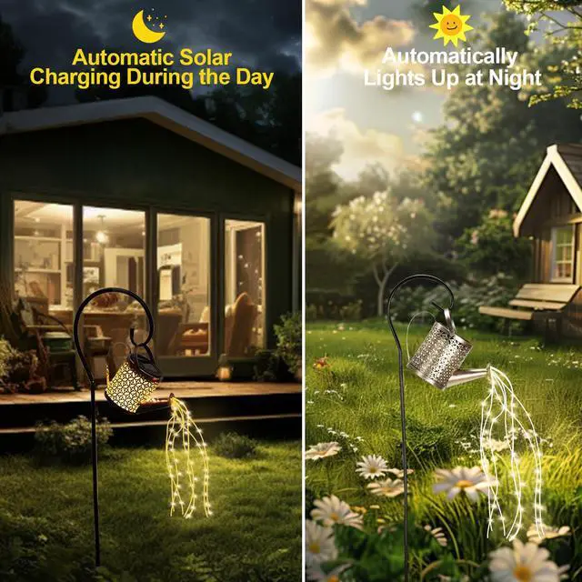 Alt view image 3 of 6 - Solar Watering Can with Cascading Lights Garden Decorative
