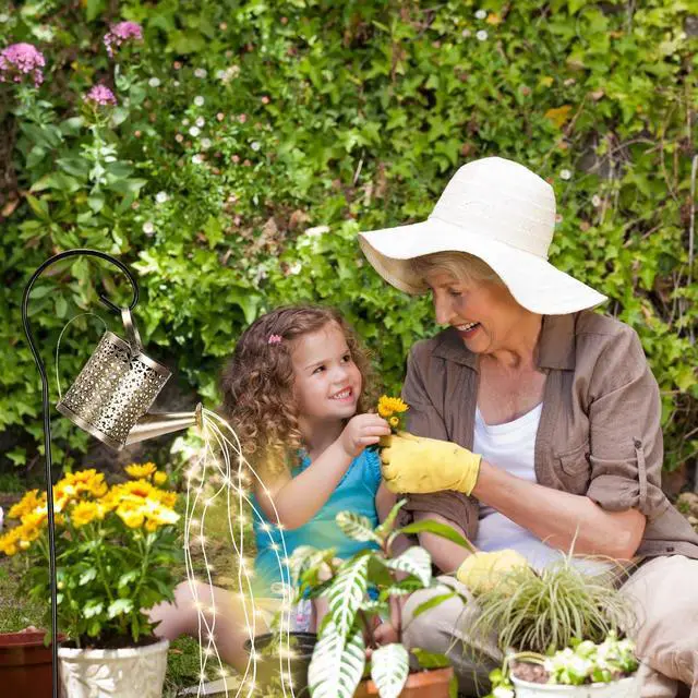 Alt view image 6 of 6 - Solar Watering Can with Cascading Lights Garden Decorative
