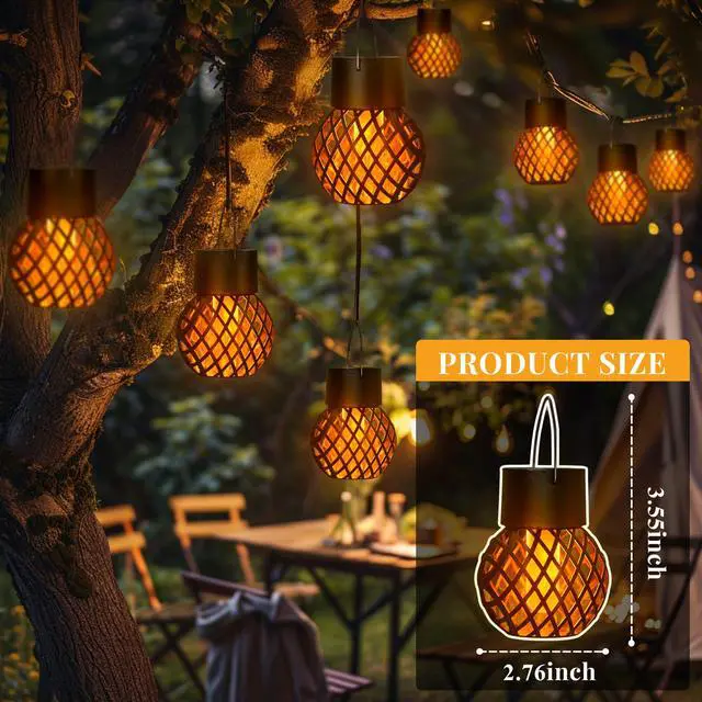 Alt view image 4 of 6 - 8 Pack Hanging Solar Lights Flickering Flame